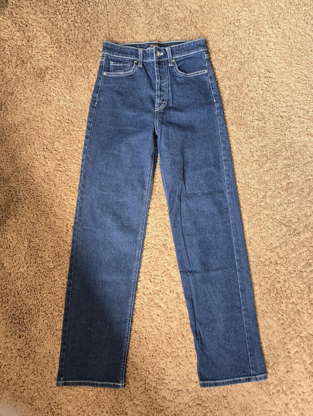 Classic High-Waist Straight Leg Jeans - Dark Blue